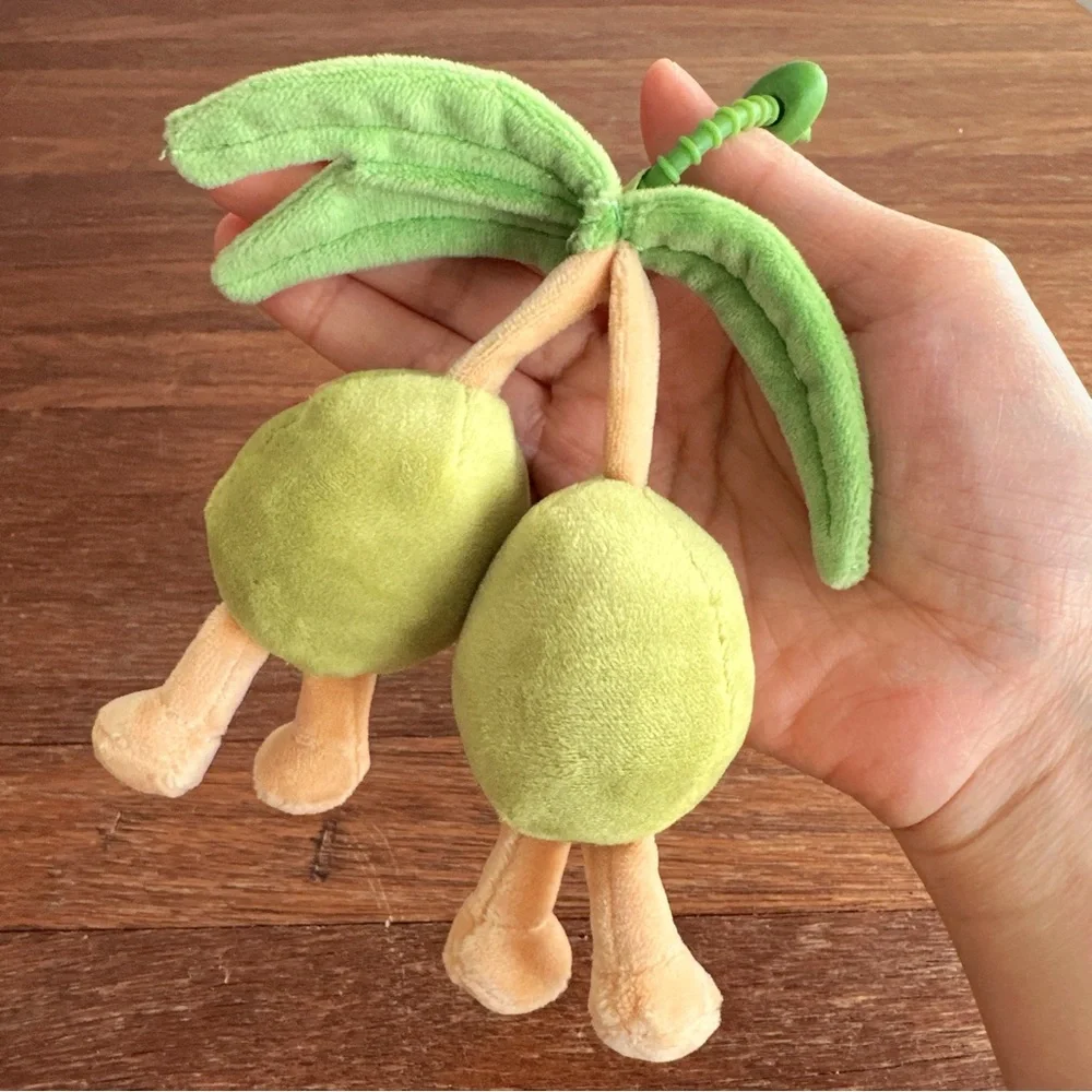 Cute Olive Plush Keychain Pair Kawaii Food Bag Charm Soft Mini Plushie Gift